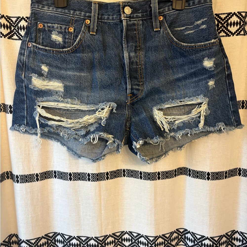 Levi’s Ripped Denim Jean Shorts